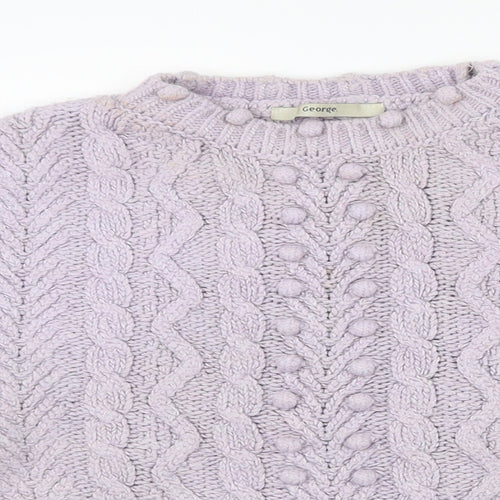 George Womens Pink Crew Neck  Acrylic Pullover Jumper Size 12   - 12-14