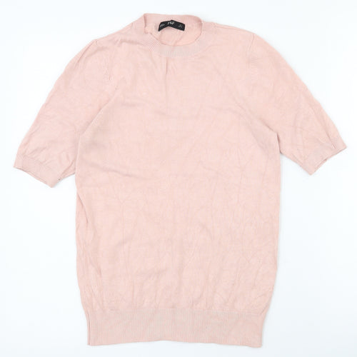 F&F Womens Pink  Viscose Basic T-Shirt Size 6 Crew Neck
