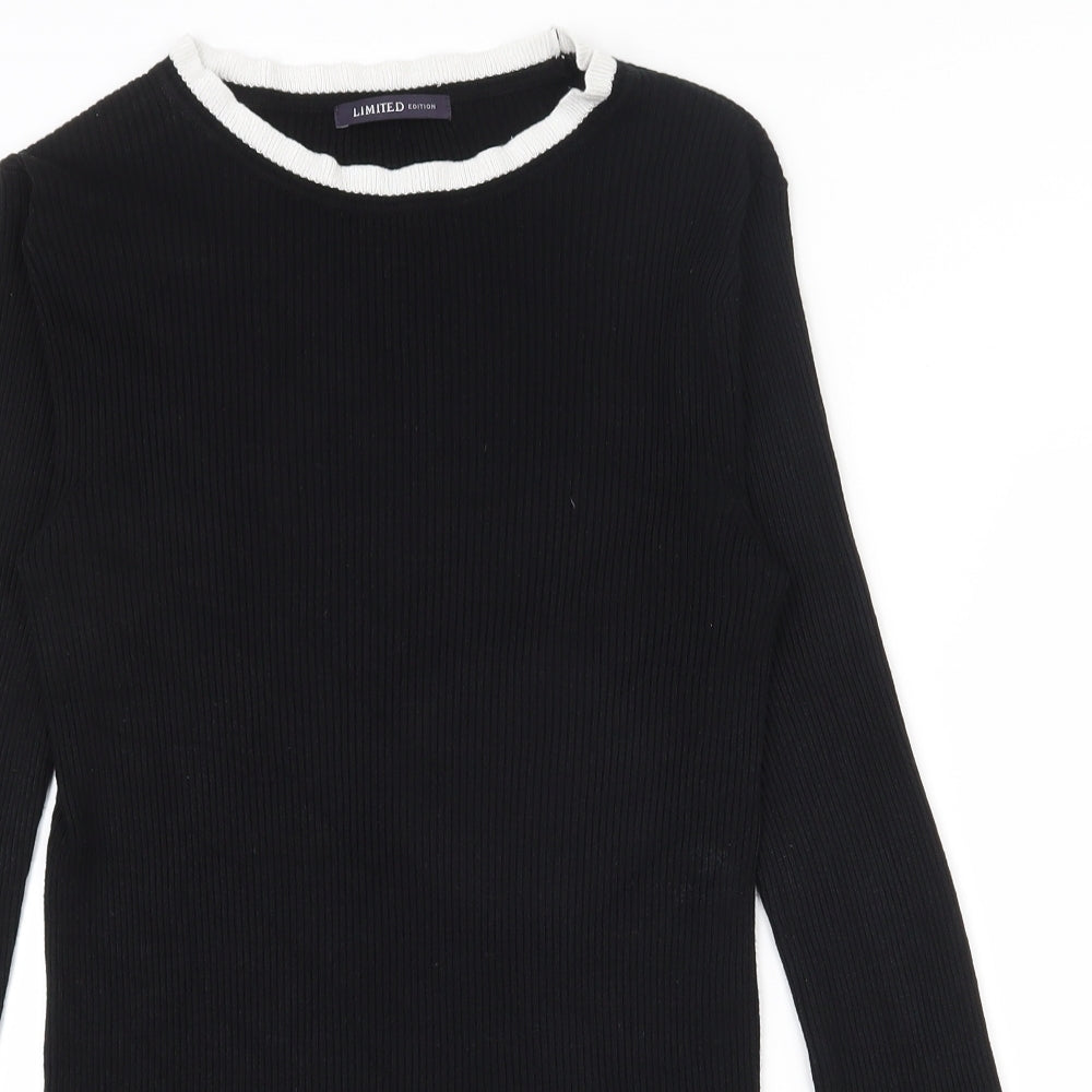 Marks and Spencer Womens Black Round Neck  Viscose Pullover Jumper Size 10   - Flared sleeves