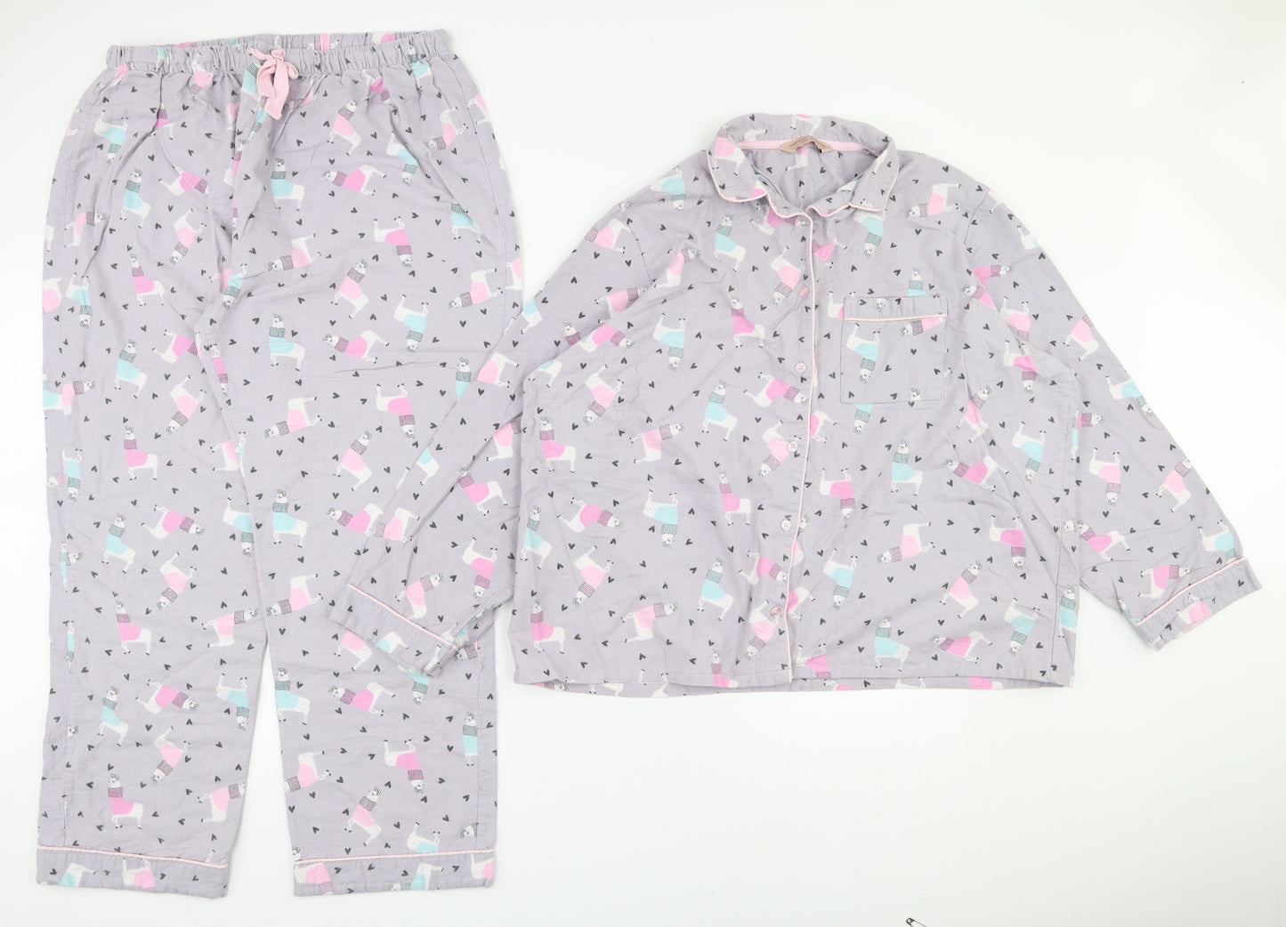 Dorothy Perkins Womens Multicoloured Geometric 100% Cotton Top Pyjama Set Size 14  Button