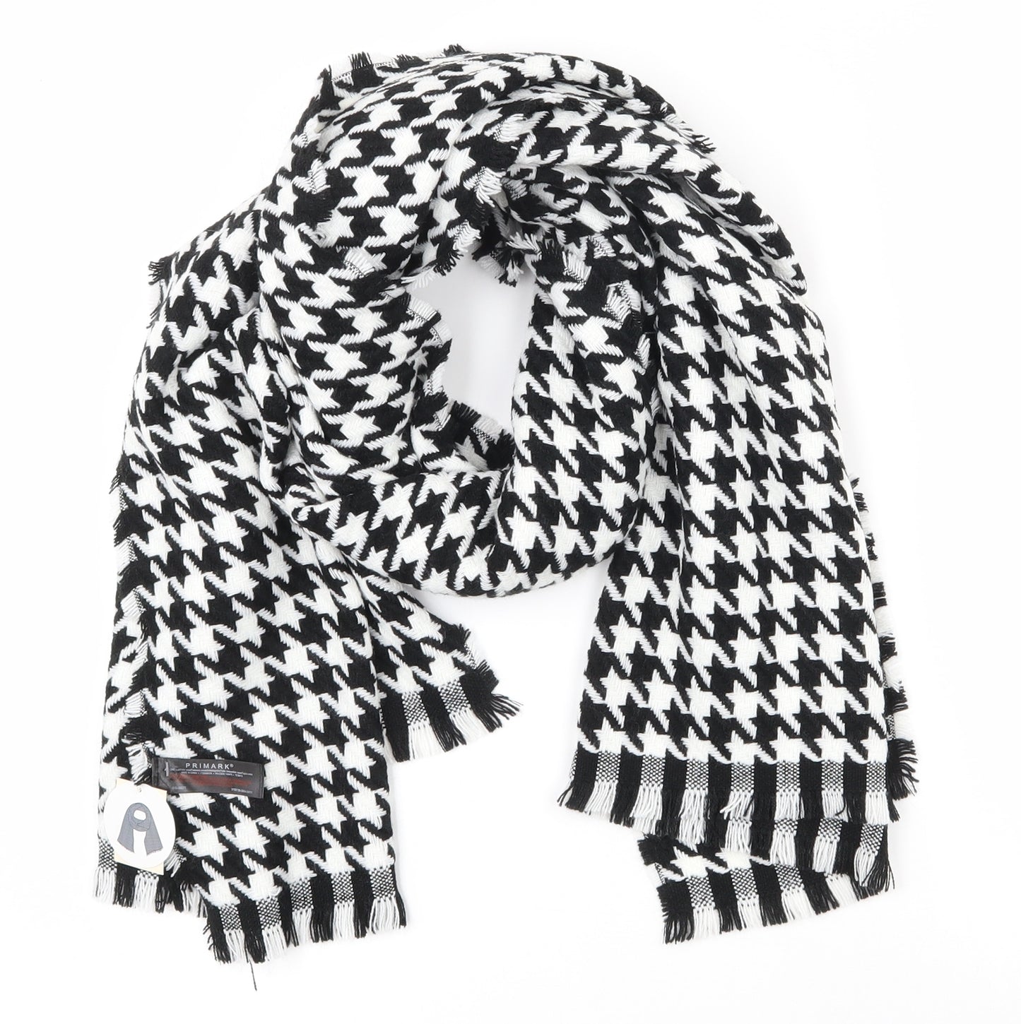 Pimark Womens Black Houndstooth Acrylic  Scarf