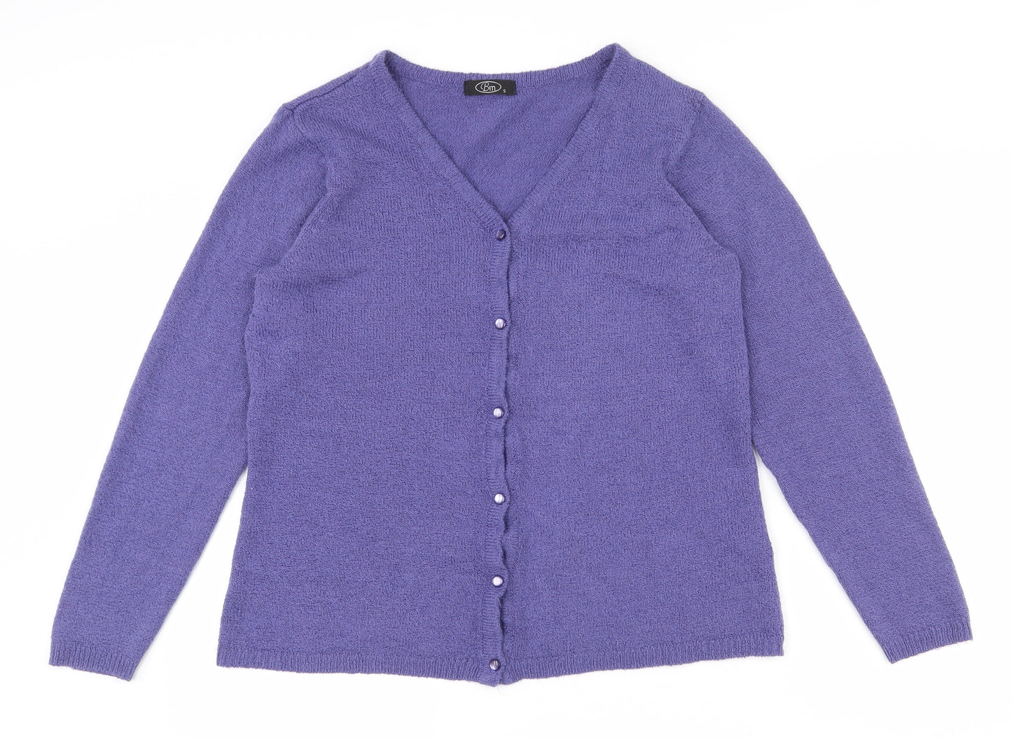 Bonmarché Womens Blue V-Neck  Acrylic Cardigan Jumper Size 10