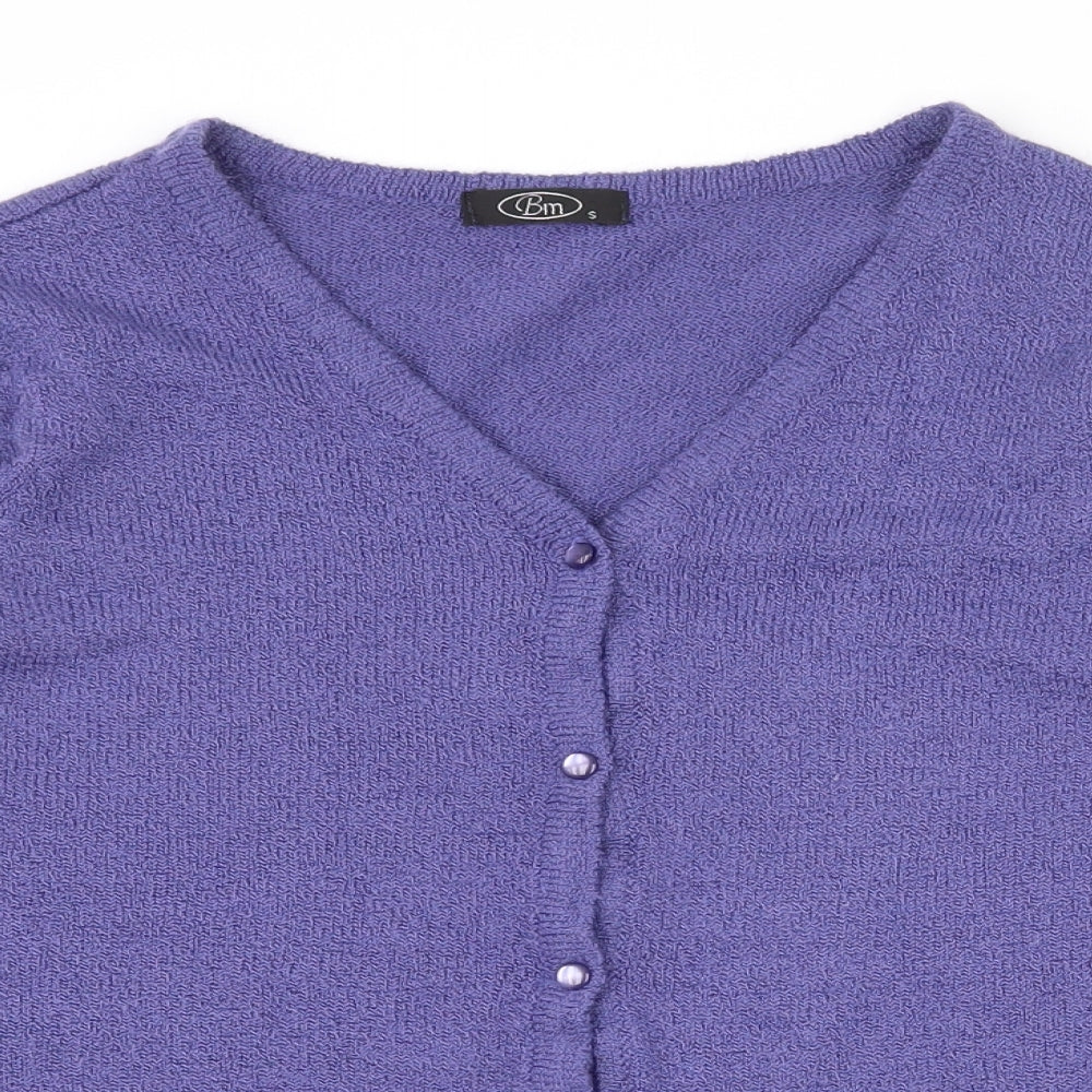 Bonmarché Womens Blue V-Neck  Acrylic Cardigan Jumper Size 10