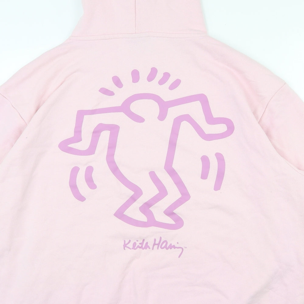 H&M Mens Pink  Cotton Pullover Hoodie Size XL