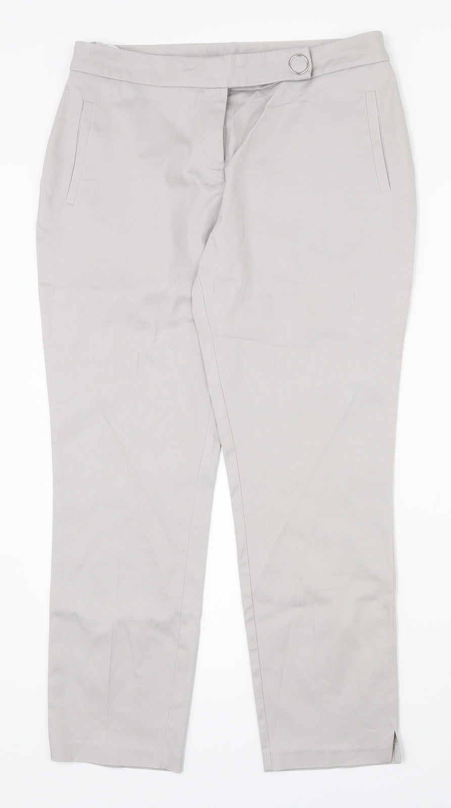 Dorothy Perkins Womens Grey  Cotton Capri Trousers Size 10 L25 in Regular Zip