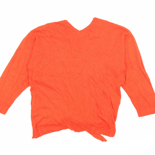 Marks and Spencer Womens Orange V-Neck  Viscose Pullover Jumper Size 10