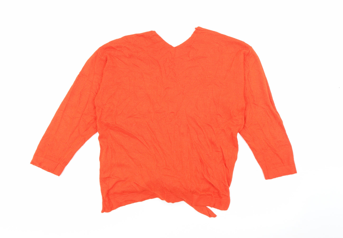 Marks and Spencer Womens Orange V-Neck  Viscose Pullover Jumper Size 10
