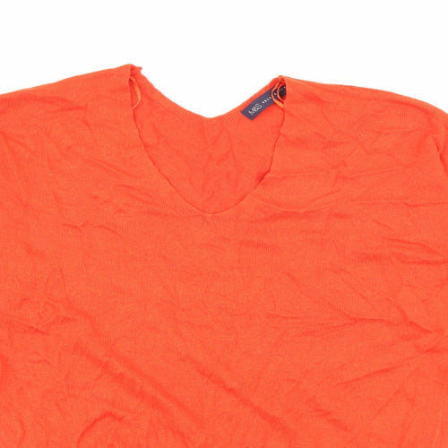 Marks and Spencer Womens Orange V-Neck  Viscose Pullover Jumper Size 10