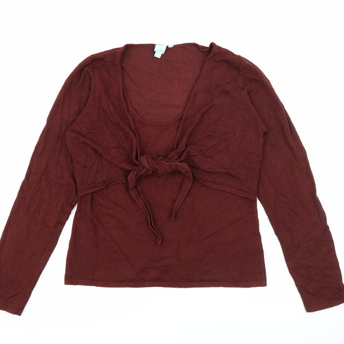 Shu Shu Womens Brown Scoop Neck  Rayon Pullover Jumper Size XL