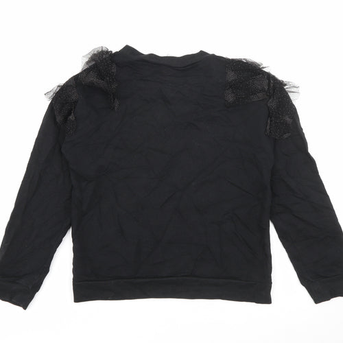 TU Girls Black  Cotton Pullover Sweatshirt Size 12 Years   - Star