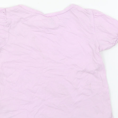 Gap Girls Purple  Cotton Basic T-Shirt Size 3 Years Crew Neck  - Cat