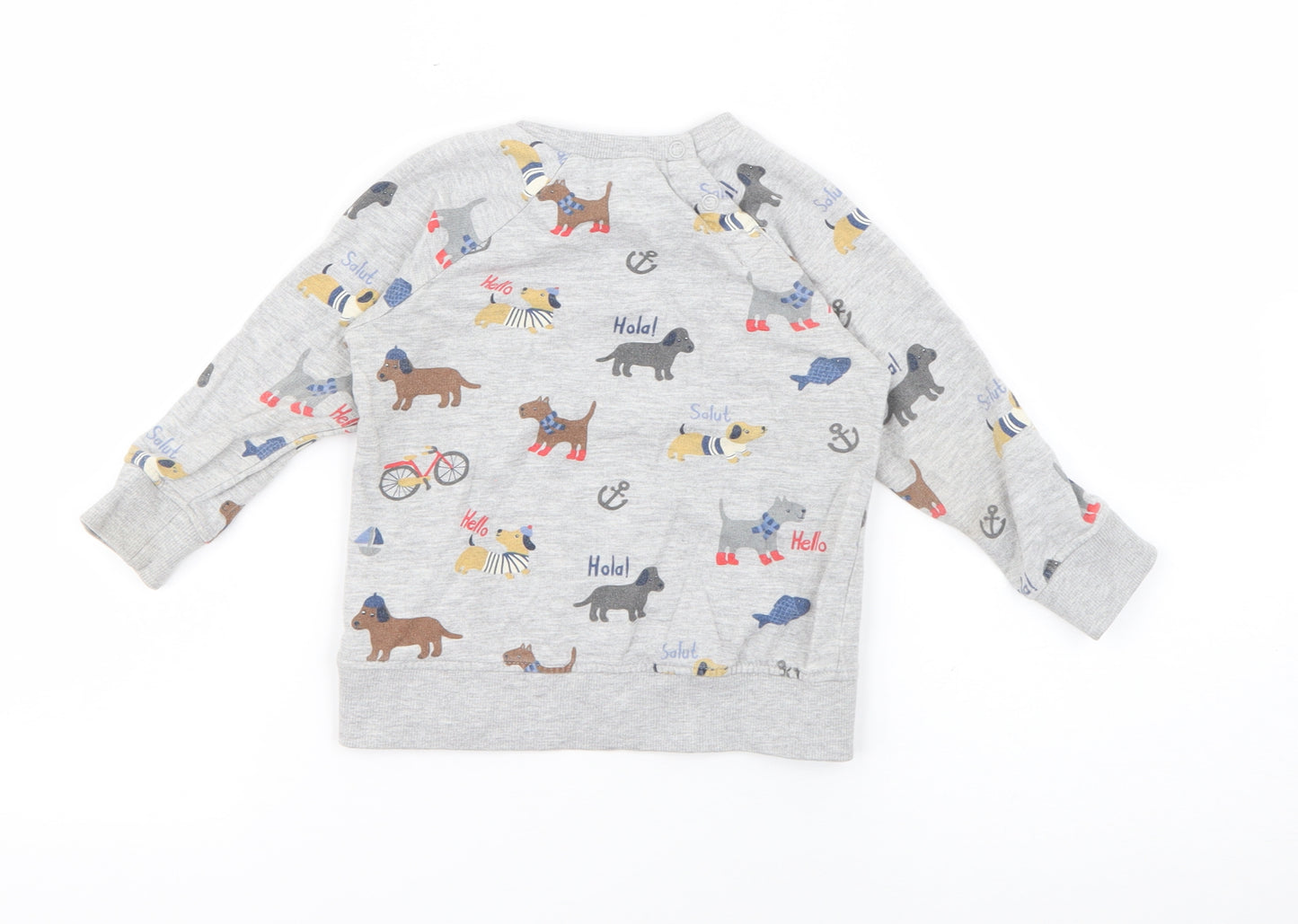 H&M Baby Grey  Cotton Pullover Jumper Size 12-18 Months  Snap - Dogs