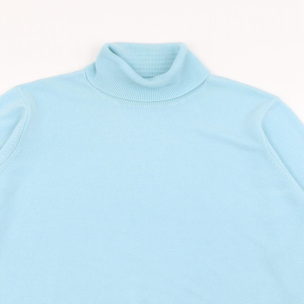 Marks and Spencer Womens Blue Roll Neck  Acrylic Pullover Jumper Size 12