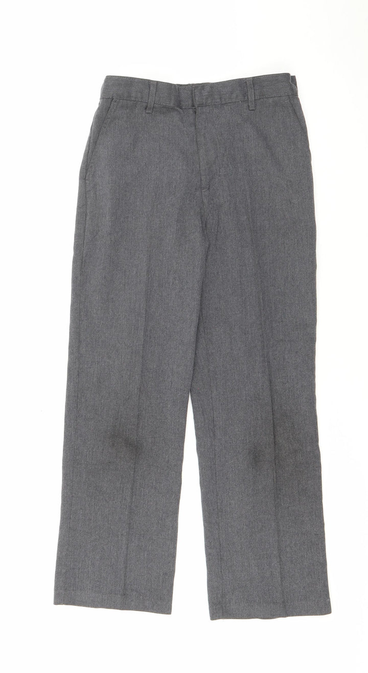George Boys Grey  Polyester Cropped Trousers Size 8-9 Years  Regular Zip