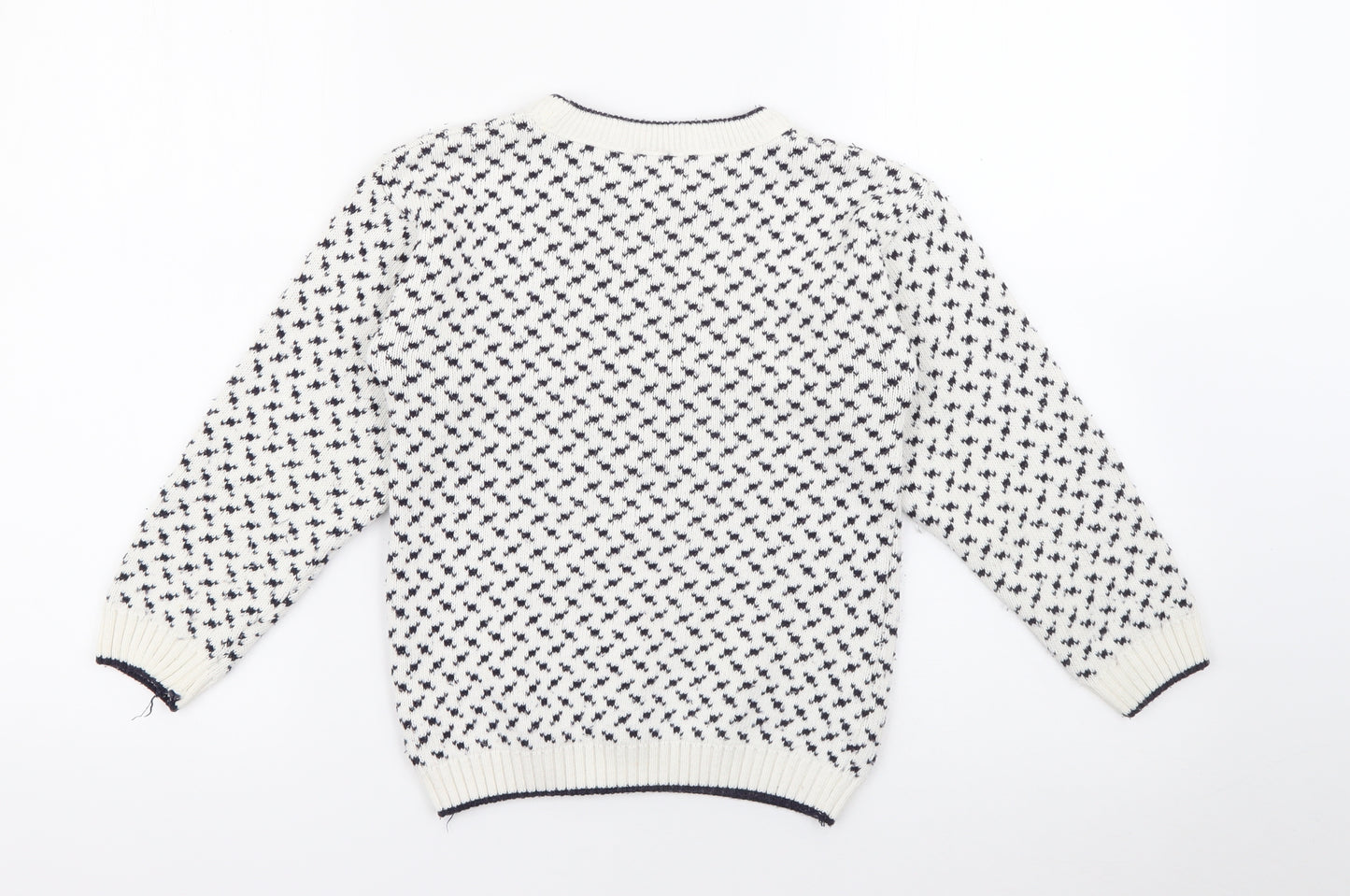 Children's World Boys White Crew Neck  Acrylic Pullover Jumper Size 7-8 Years