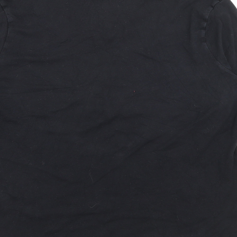 Laura Ashley Womens Black  Cotton Basic T-Shirt Size 16 Scoop Neck
