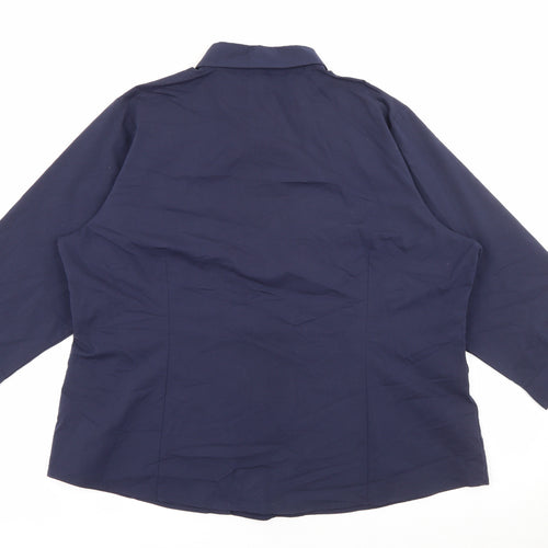 Marks and Spencer Womens Blue  Cotton Basic Button-Up Size 24 Collared