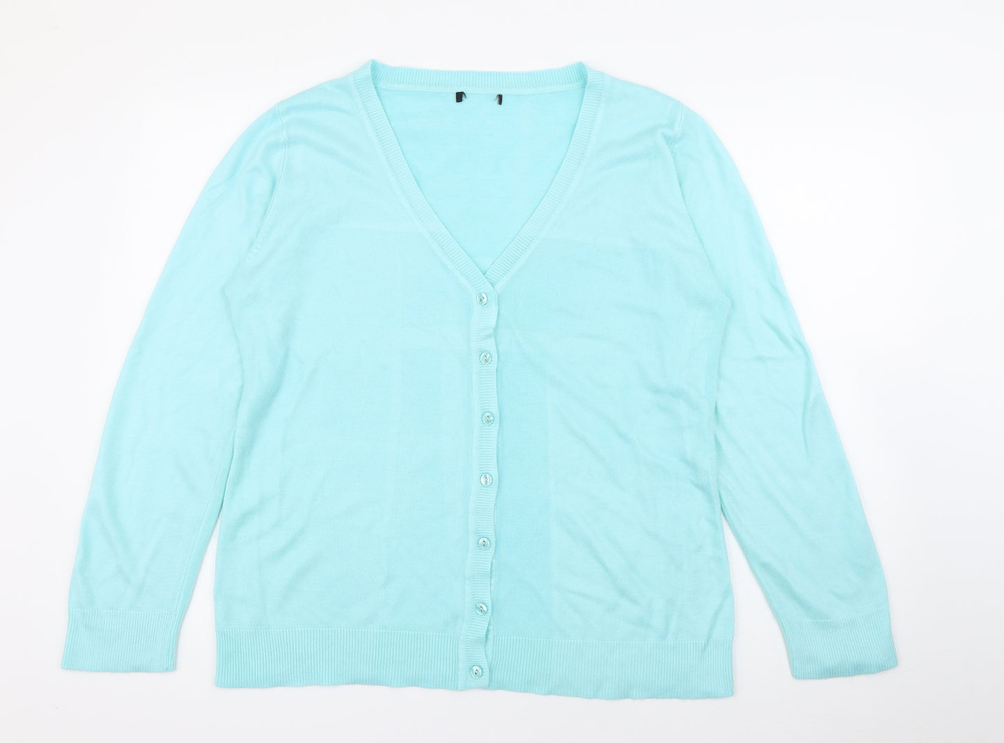 Papaya Womens Blue V-Neck  Acrylic Cardigan Jumper Size 20