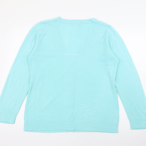 Papaya Womens Blue V-Neck  Acrylic Cardigan Jumper Size 20