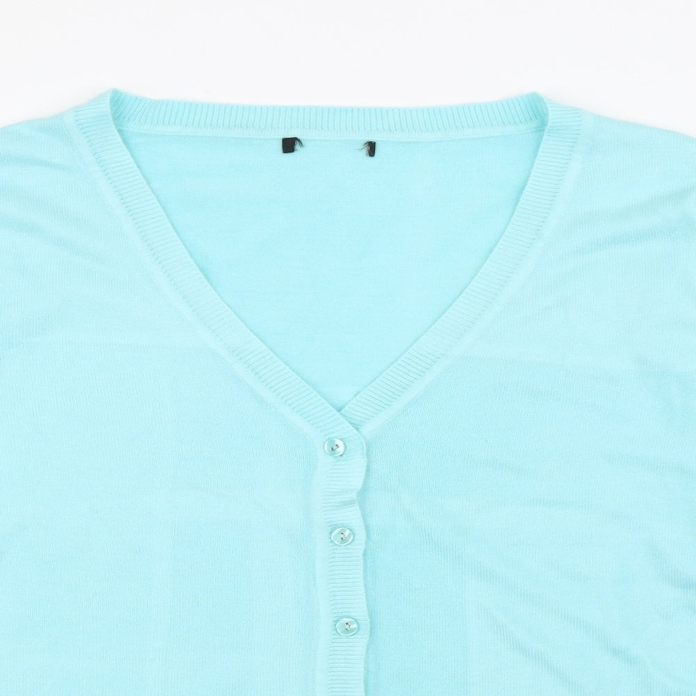 Papaya Womens Blue V-Neck  Acrylic Cardigan Jumper Size 20