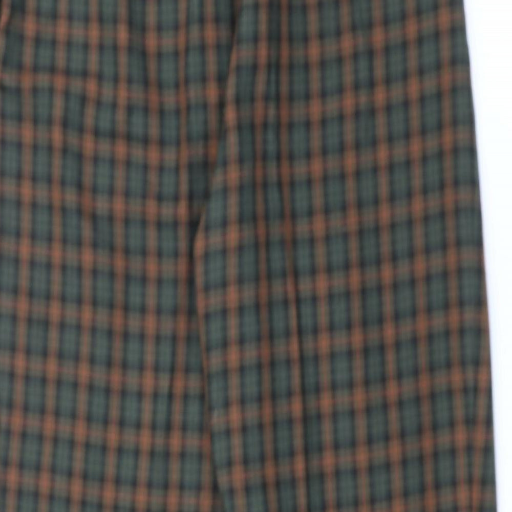 Preworn Womens Brown Plaid Polyester Trousers  Size 12 L26 in Regular Zip