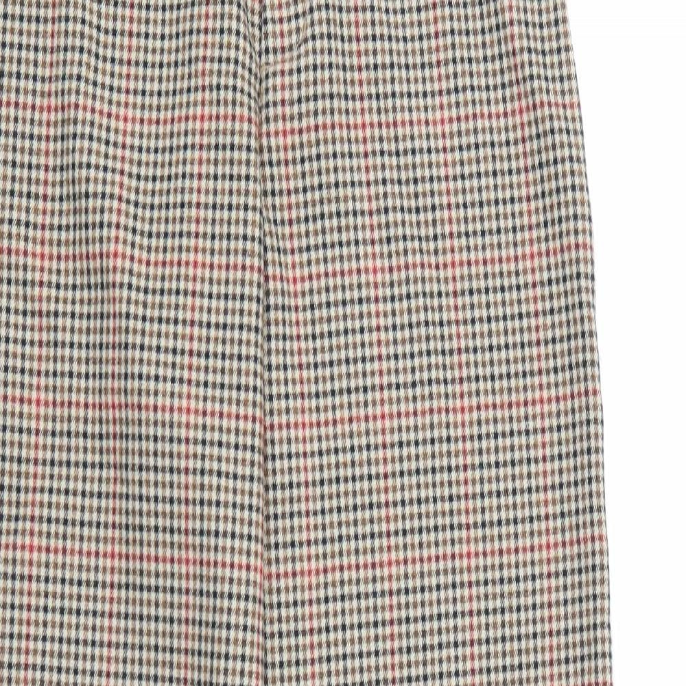 John Galt Womens Beige Plaid Polyester Carrot Trousers Size 25 L28 in Regular Zip