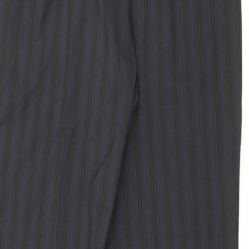 NEXT Womens Black Striped Polyester Trousers  Size 16 L30 in Regular Zip