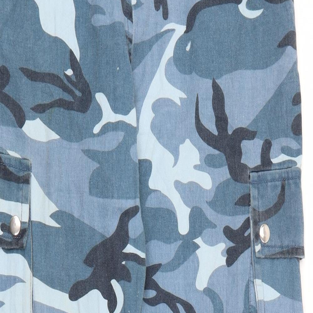 New Look Boys Blue Camouflage Cotton Cargo Trousers Size 14 Years  Regular Zip