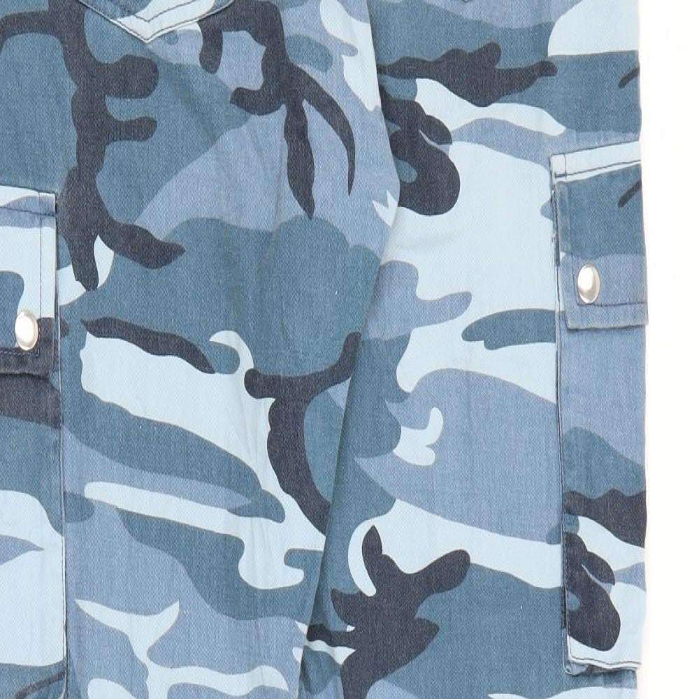 New Look Boys Blue Camouflage Cotton Cargo Trousers Size 14 Years  Regular Zip