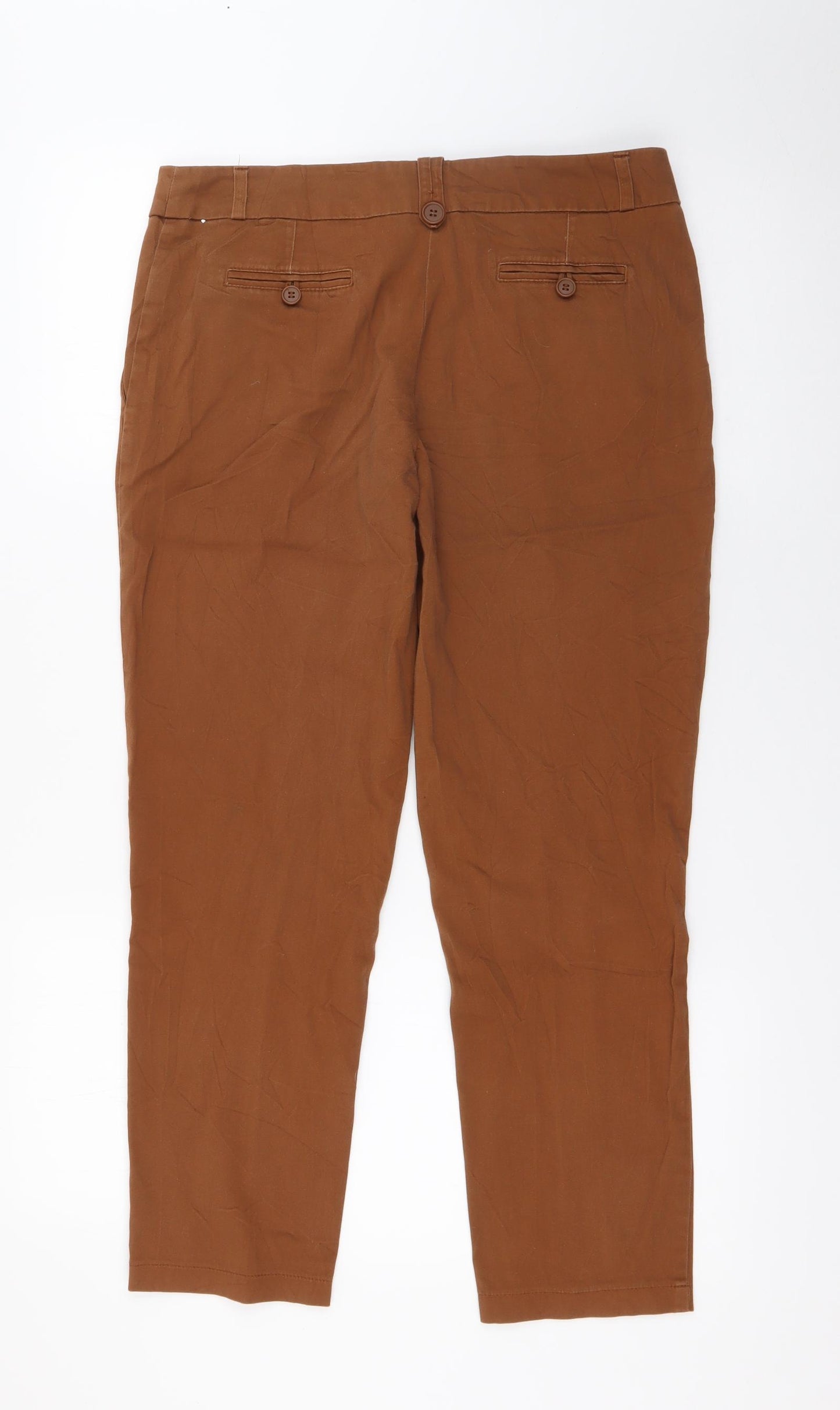 Peacocks Womens Brown  Cotton Chino Trousers Size 10 L26 in Regular Zip