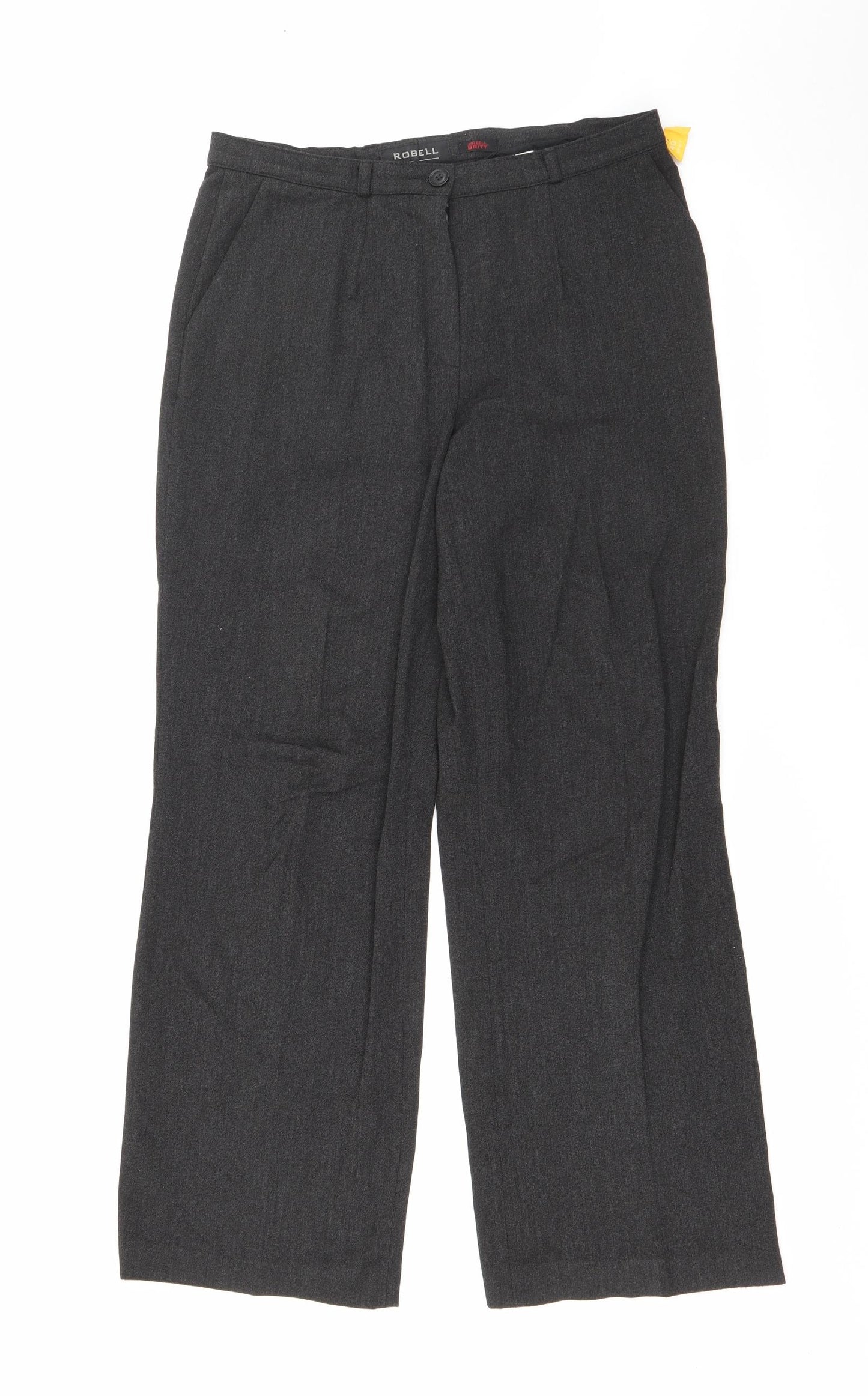 Robell Womens Grey  Polyester Trousers  Size 31 L28 in Regular Zip