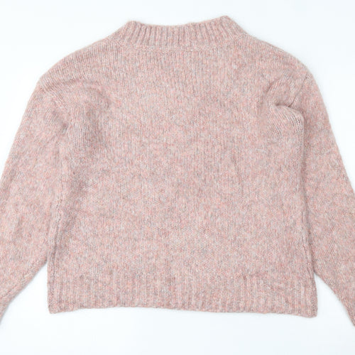 TU Womens Pink V-Neck  Acrylic Pullover Jumper Size S