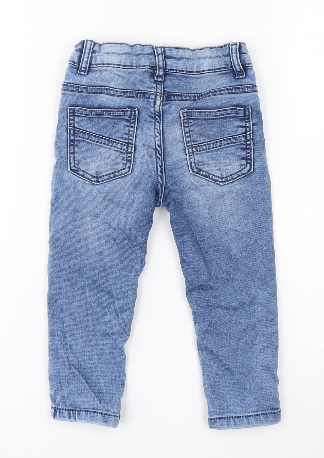 Dunnes Stores Boys Blue  Cotton Cargo Jeans Size 18-24 Months  Button