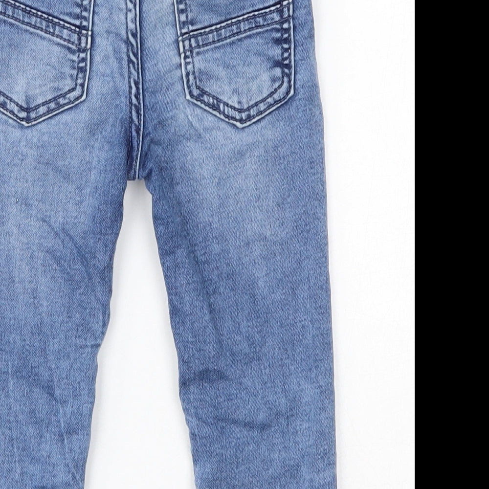 Dunnes Stores Boys Blue  Cotton Cargo Jeans Size 18-24 Months  Button