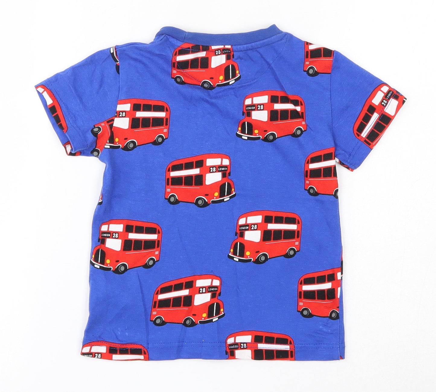NEXT Boys Blue Geometric 100% Cotton Basic T-Shirt Size 18-24 Months Round Neck