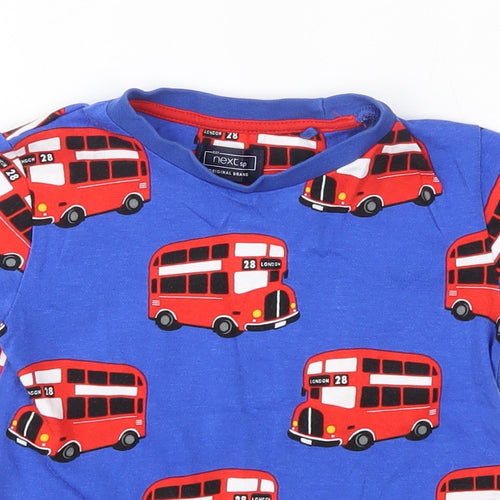 NEXT Boys Blue Geometric 100% Cotton Basic T-Shirt Size 18-24 Months Round Neck