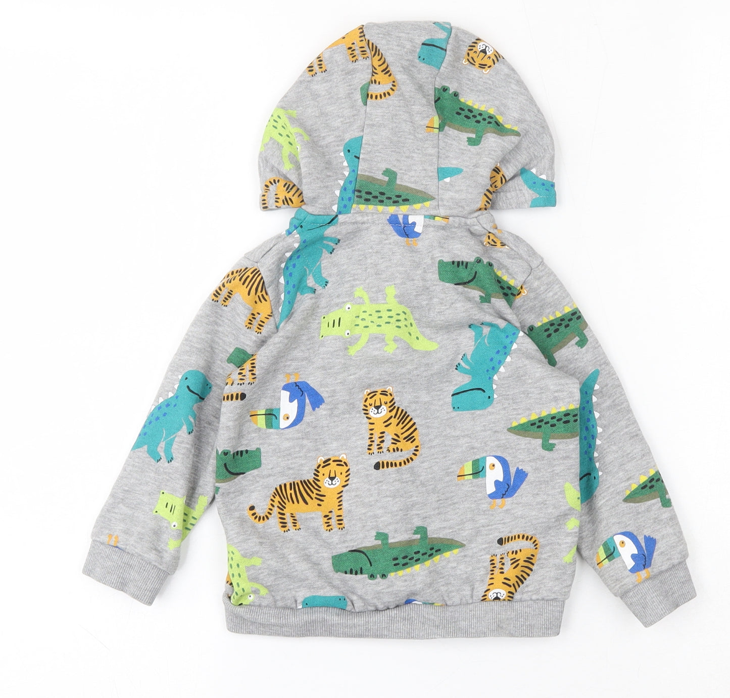 F&F Boys Grey Geometric Cotton Full Zip Jumper Size 12-18 Months  Zip