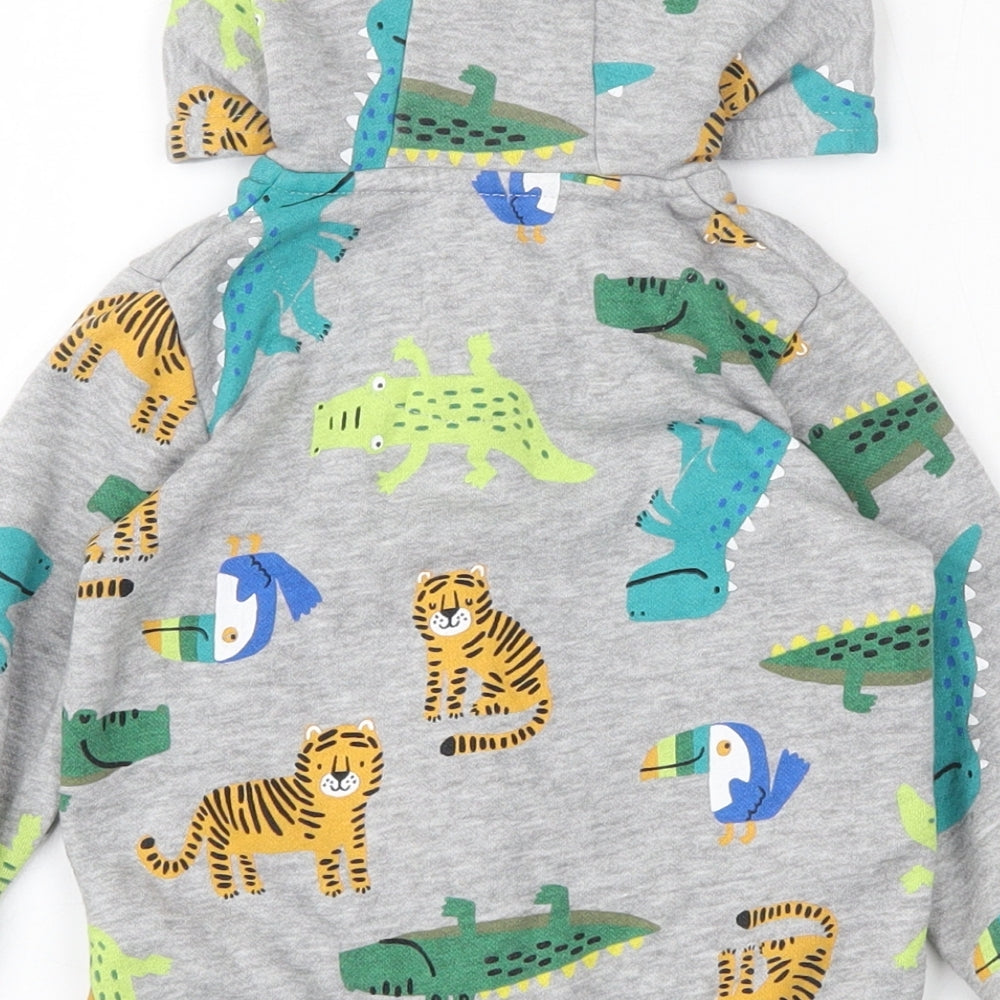 F&F Boys Grey Geometric Cotton Full Zip Jumper Size 12-18 Months  Zip
