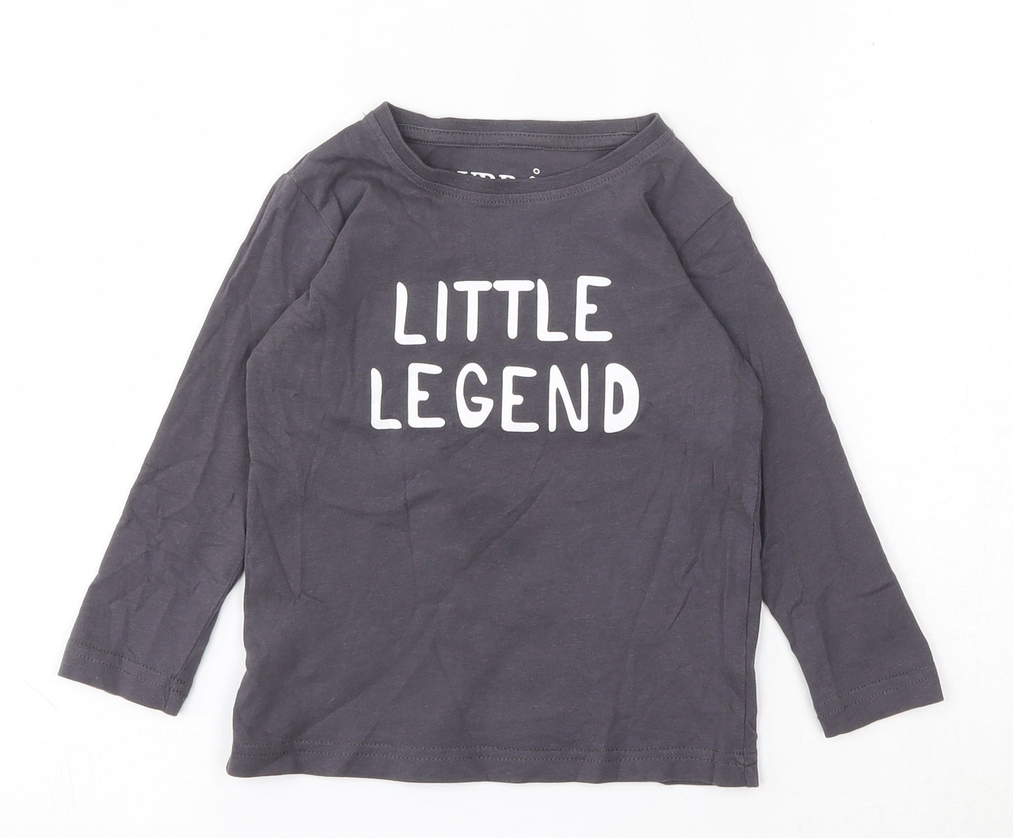 Urban Rascals  Boys Grey  100% Cotton Basic T-Shirt Size 18-24 Months Round Neck