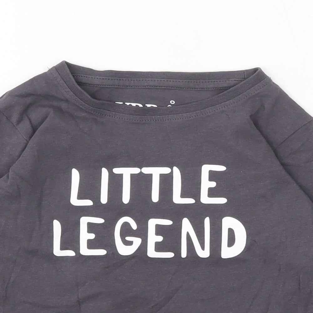 Urban Rascals  Boys Grey  100% Cotton Basic T-Shirt Size 18-24 Months Round Neck