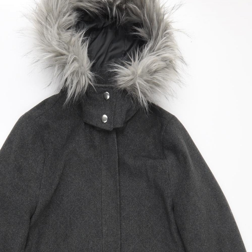 New Look Womens Grey   Parka Jacket Size 8  Zip