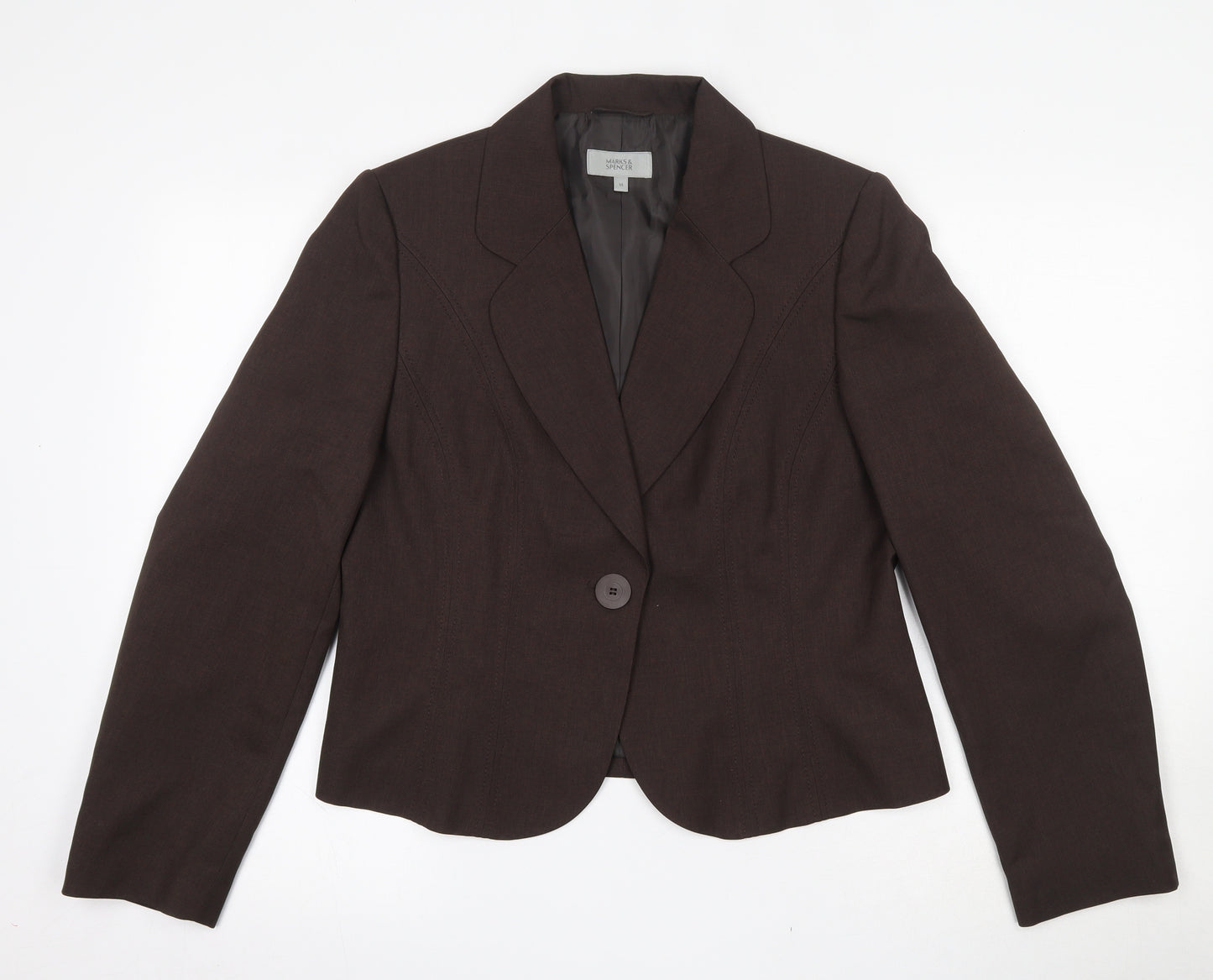 Marks and Spencer Womens Brown  100% Polyester Jacket Suit Jacket Size 14