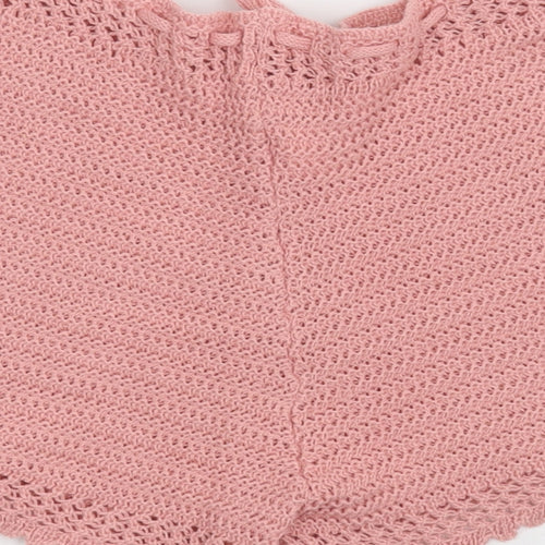 SheIn Womens Pink  100% Acrylic Paperbag Shorts Size S L11.5 in Regular Drawstring