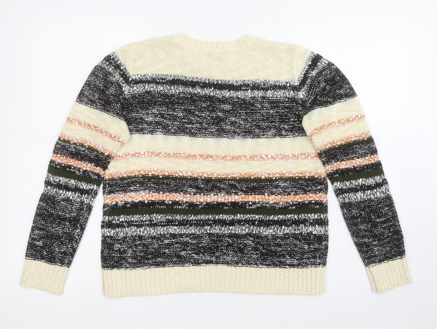 Papaya Womens Multicoloured Round Neck Striped Acrylic Pullover Jumper Size M