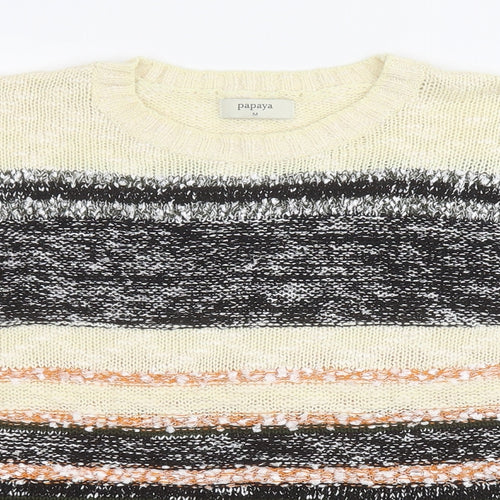 Papaya Womens Multicoloured Round Neck Striped Acrylic Pullover Jumper Size M