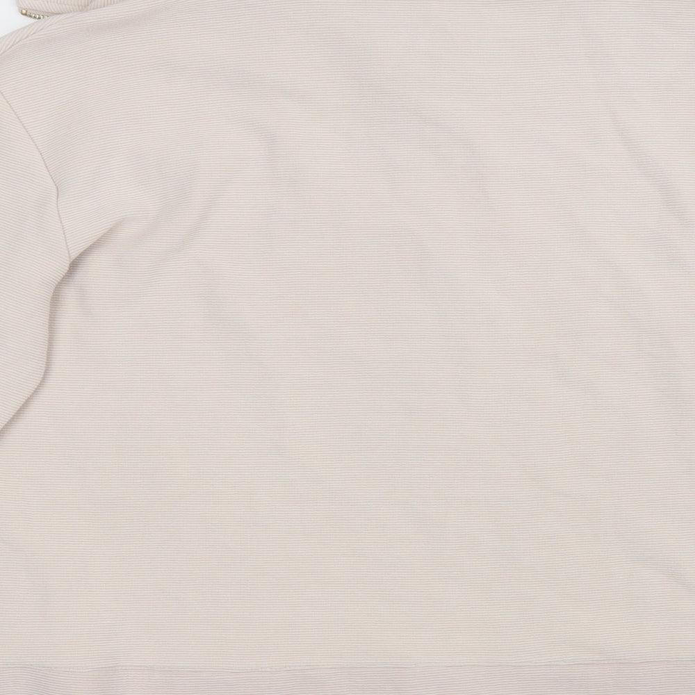 F&F Womens Beige  Cotton Pullover Sweatshirt Size 10  Zip - Gold zip