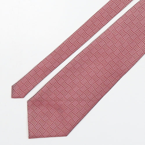 Valeria Boldi Mens Red Geometric Polyester Pointed Tie One Size