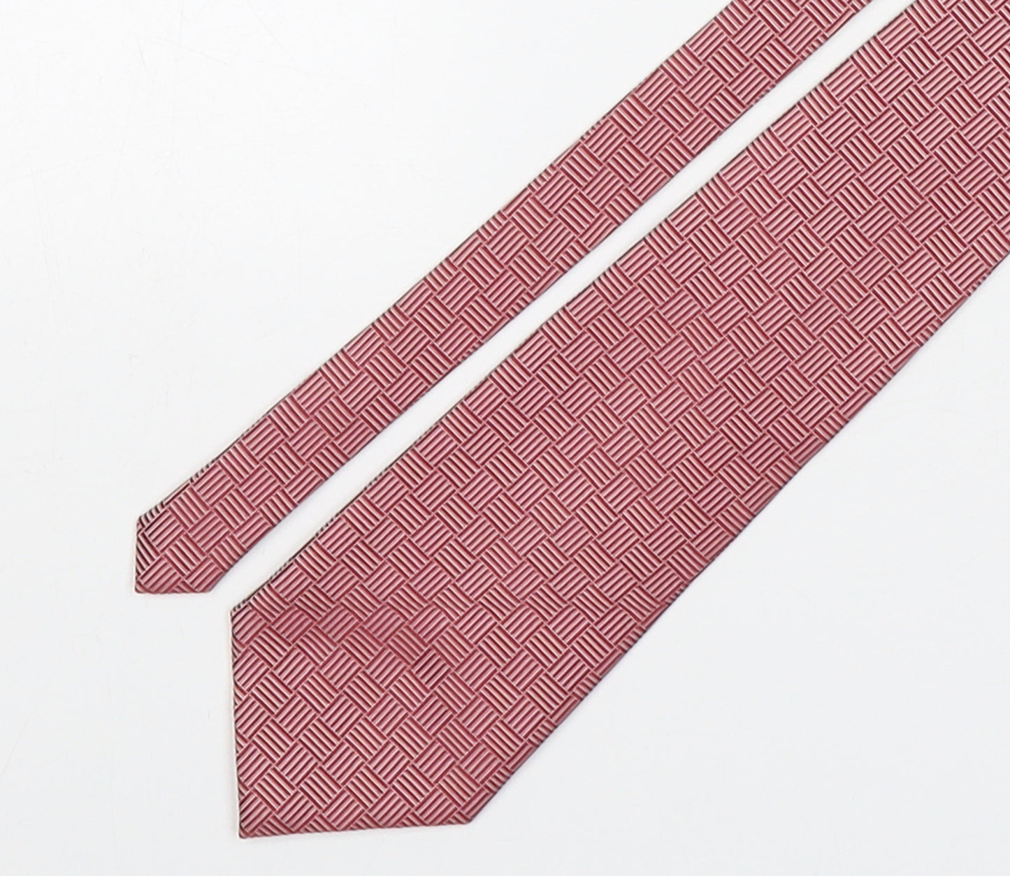 Valeria Boldi Mens Red Geometric Polyester Pointed Tie One Size