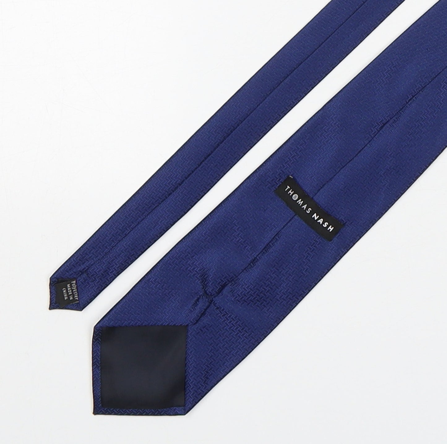 Thomas Nash Mens Blue Geometric Polyester Pointed Tie One Size