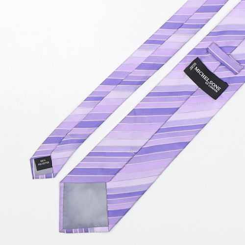 Michelsons of london  Mens Purple Striped Polyester Pointed Tie One Size